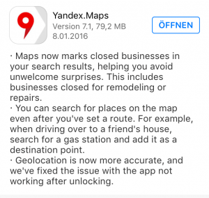 Yandex Maps iPhone